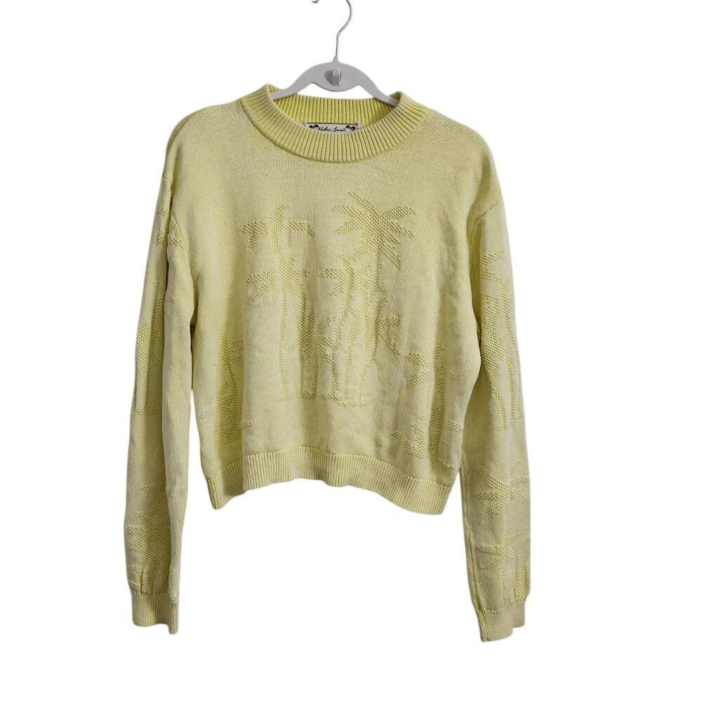Scotch & Soda‎ Sweater Womens Medium Yellow Palm Tree Organic Cotton Aloha
